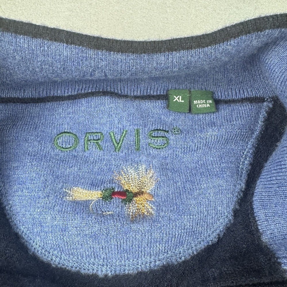 Orvis 100% Merino Wool Sweater 2.0 1/4 Zip Men XL (L) Pullover Blue Outdoor Gorp - Picture 6 of 8